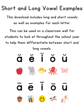 Preview of Short and Long Vowel Examples
