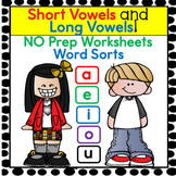 Short and Long Vowel Phonics No Prep Worksheets