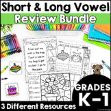 Short Vowels & Long Vowels Sounds Review Worksheets Recogn