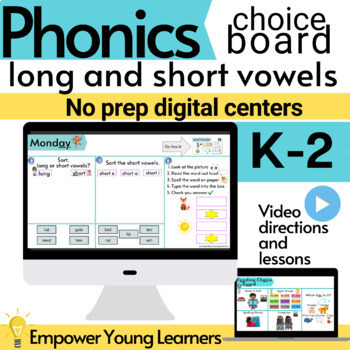 Preview of Short and Long Vowel Reading Choice Board