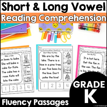 Preview of Short Vowel and Long Vowel Decodable Fluency Reading Comprehension Passages