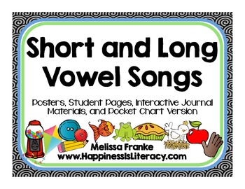 Preview of Short and Long Vowel Songs: Posters, Interactive Journals ,Pocket Chart Cards