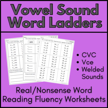 Short and Long Vowel Sound Word Ladder Worksheet Bundle | TPT