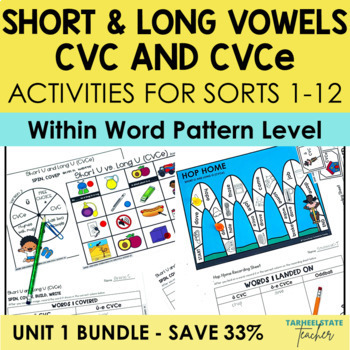 Preview of Short and Long Vowel Sounds Activities and Games Bundle Within Word Pattern