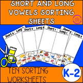 Short and Long Vowels Sorting Worksheets-1st Grade Vowel T