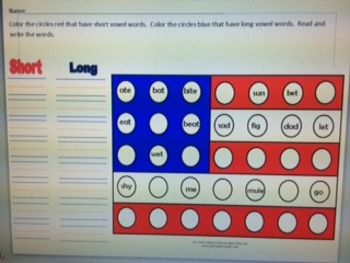 Preview of Short and long vowel worksheet