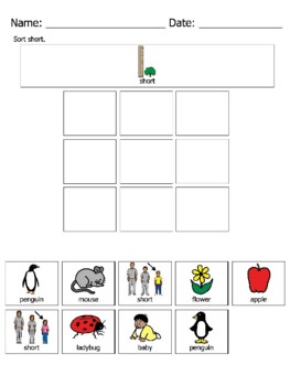 Preview of Short and tall worksheet and activity book
