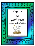Short e CVC Word Work Activities and Games