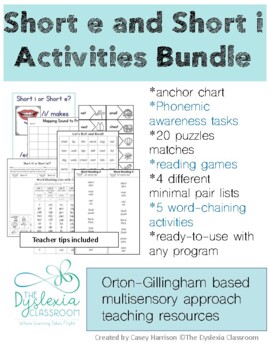 Preview of Short e and Short i Activities Bundle - Orton-Gillingham