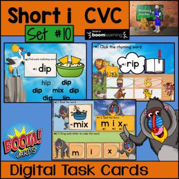 Preview of Short i CVC Word Family Activity Deck BOOM Cards™ SET #10