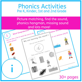 Preview of Short 'i' Sound Phonics Bundle | Phonics Resources | Phonics Worksheets