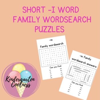 Preview of Short i word families wordsearch puzzle pack