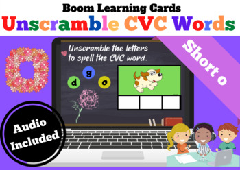 Preview of CVC Game Short o Unscramble Game Audio Boom Cards ™