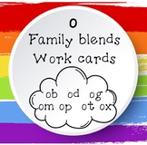 Short 'o' Family Blends Work Cards (CVC Words)(Black and White)