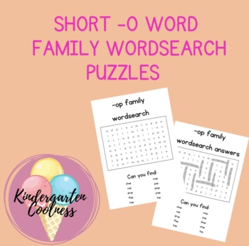 Preview of Short o word families wordsearch puzzle packs