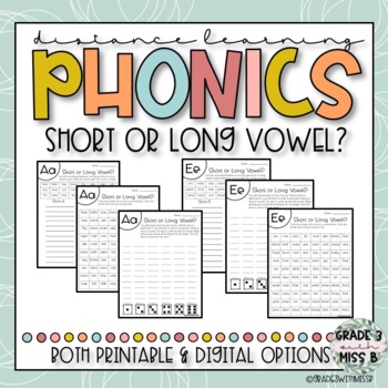 Preview of Short and Long Vowel Phonics Printable Worksheet Activity