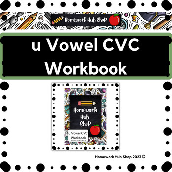 Preview of Short u Vowel CVC Word Workbook or Activity Book (Black and White Version)