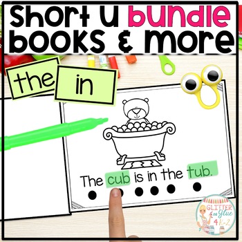Preview of Short U Word Family Readers  (-ug -un -ub -um -ut) Sight Word Cards, Word Work