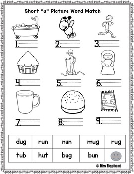 U Cvc Words Worksheet