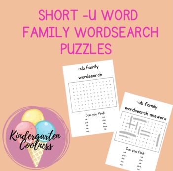 Preview of Short u word families wordsearch puzzle pack