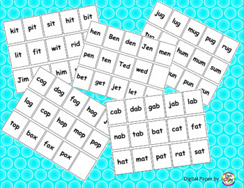 Preview of Short vowel CVC word family flashcards - Powerpoint presentation - editable!