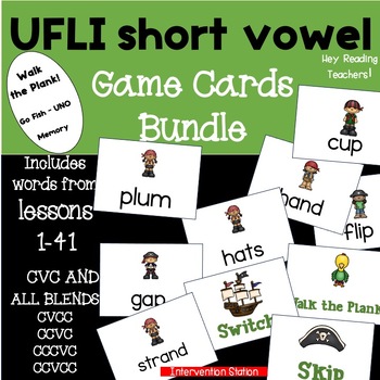 Preview of Short vowel Game Cards BUNDLE! Aligned with UFLI 1-41 includes blends and CVC
