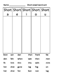 Short vowel word sort