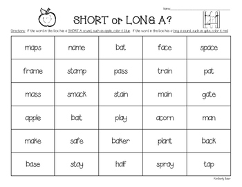 Short vs. Long VOWELS - A, E, I, O, U Color Sort Practice Worksheet PACK