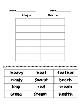 Short/Long e Worksheet (ea) by Wild About Second Grade | TpT