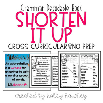 Preview of Shorten It Up {An abbreviation Decodable Book}