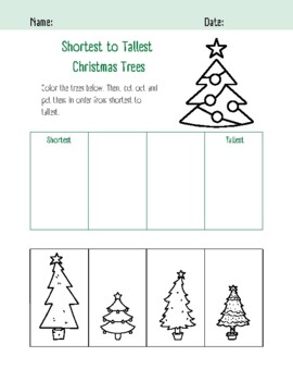 Preview of Shortest to Tallest Christmas Tree Sequencing, Order, Height, Math, Measurement