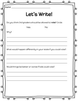 Preview of Should 3rd Graders Vote? Writing Activity