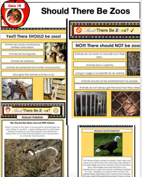 Should Animals Be Kept in Zoos? Persuasive / Opinion Writing Powerpoint PPT