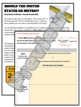 Preview of Should the U.S go Metric? Reading & Writing Activity