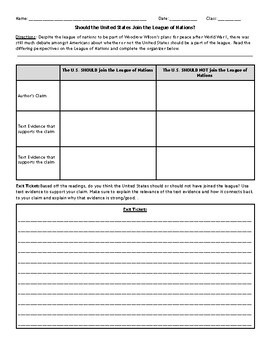 Preview of Should the United States Join the League of Nations?