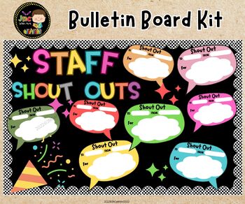 Preview of Shout Outs Bulletin Board Kit, Shout Out Cards, Staff Appreciation, Editable