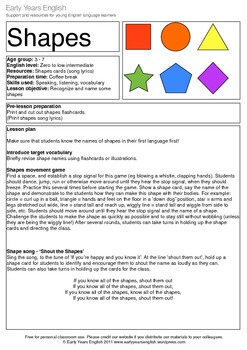 Preview of Shout the Shapes: song and games to teach shape vocabulary