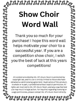 Preview of Show Choir Word Wall