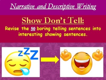 Preview of Show Don't Tell: Make 50 Boring Sentences Interesting- Distance Learning