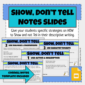 Preview of Show, Don't Tell Notes Slides