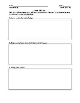 Show Don't Tell Worksheet by Propper Humanities | TpT