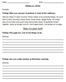 Preview of Show-Don't-Tell: Showing vs. Telling No Prep Worksheets