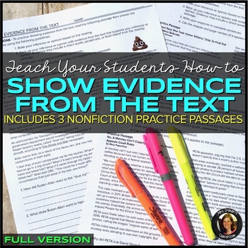 Preview of Show Evidence From the Text: Nonfiction Reading Practice