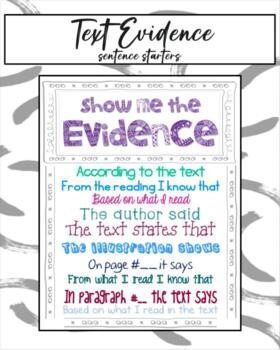 Preview of Show Me The Evidence - Sentence Starters