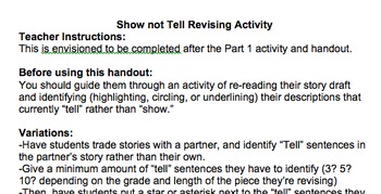 Preview of Show Not Tell Description Writing Revision Part 2