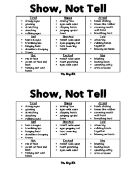 Preview of UPDATED! Show, Not Tell: Descriptive Word Chart for Student Journals