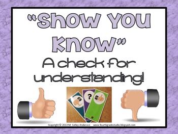 Preview of Show You Know: A Check for Understanding