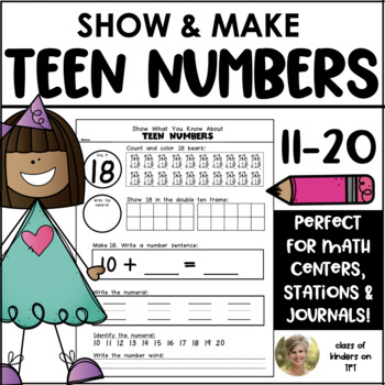 Preview of Number Sense Representing Teen Numbers 11 - 20 Kindergarten & First  Math