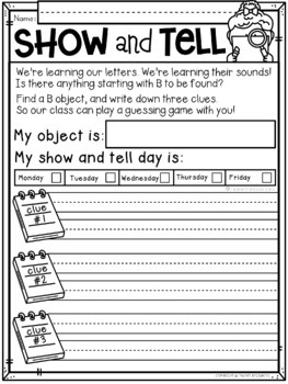 show and tell note