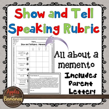 Preview of Show and Tell Speaking Rubric (Memento)